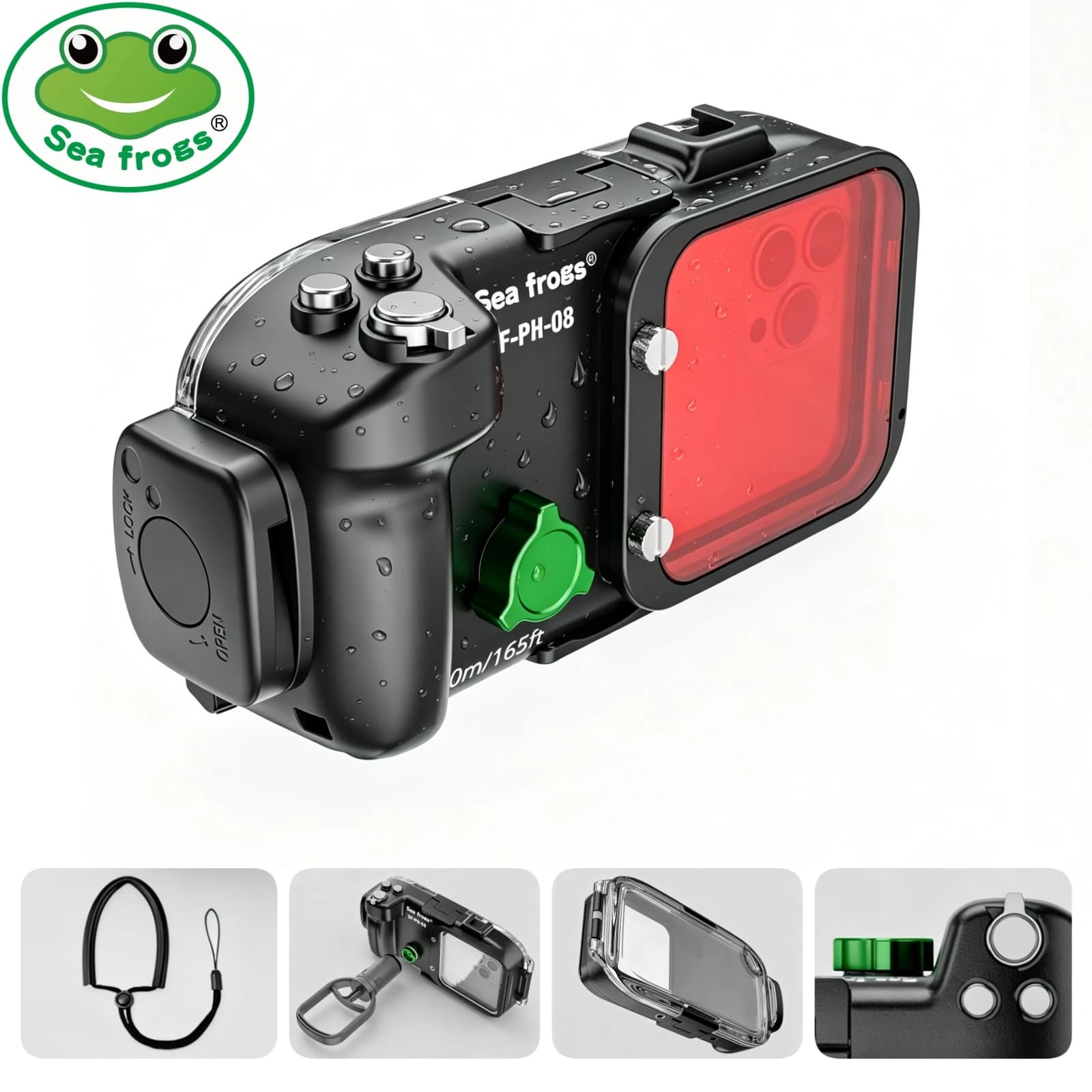SSeafrogs 50m/165ft Diving Snorkeling Underwater Waterproof Operated Photo Video Case For Iphone 17 16 Pro Max for Huawei Xiaomi