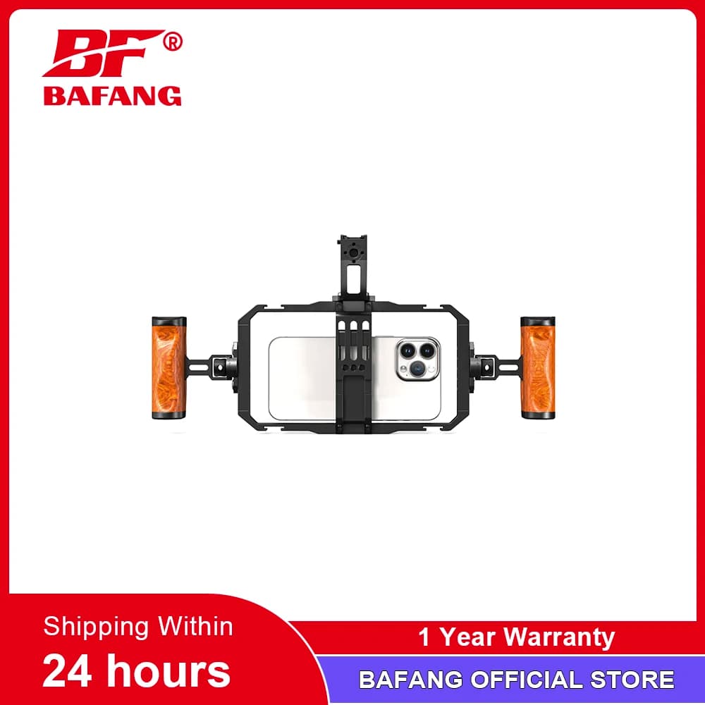 BAFANG BFT-01A Phone Cage Smartphone Video Rig With Dual Handle Aluminum Handheld Stabilizer For Videomaker Film Maker Vlog