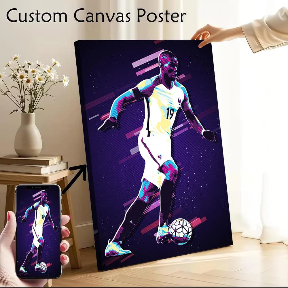 Paul Pogba Football Player Printed Canvas Poster Custom Pictures Wall Art Canvas Painting for Interior Accessories Wand Deko