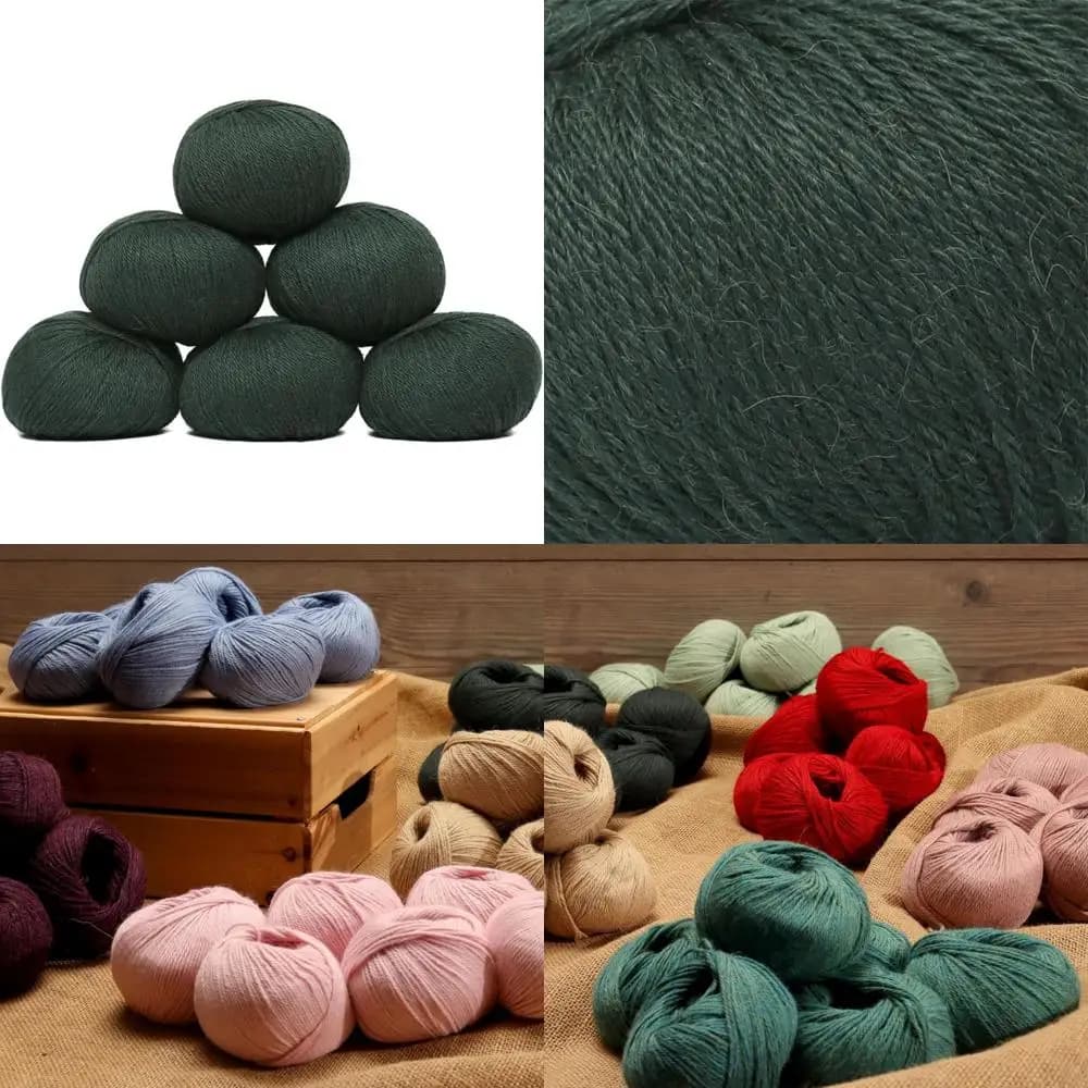 Set di lusso in filato di alpaca per bambini al 100% - 6 matasse, 300 g, peso DK - Ultra morbido per lavorare a maglia e uncinetto nei toni forestali