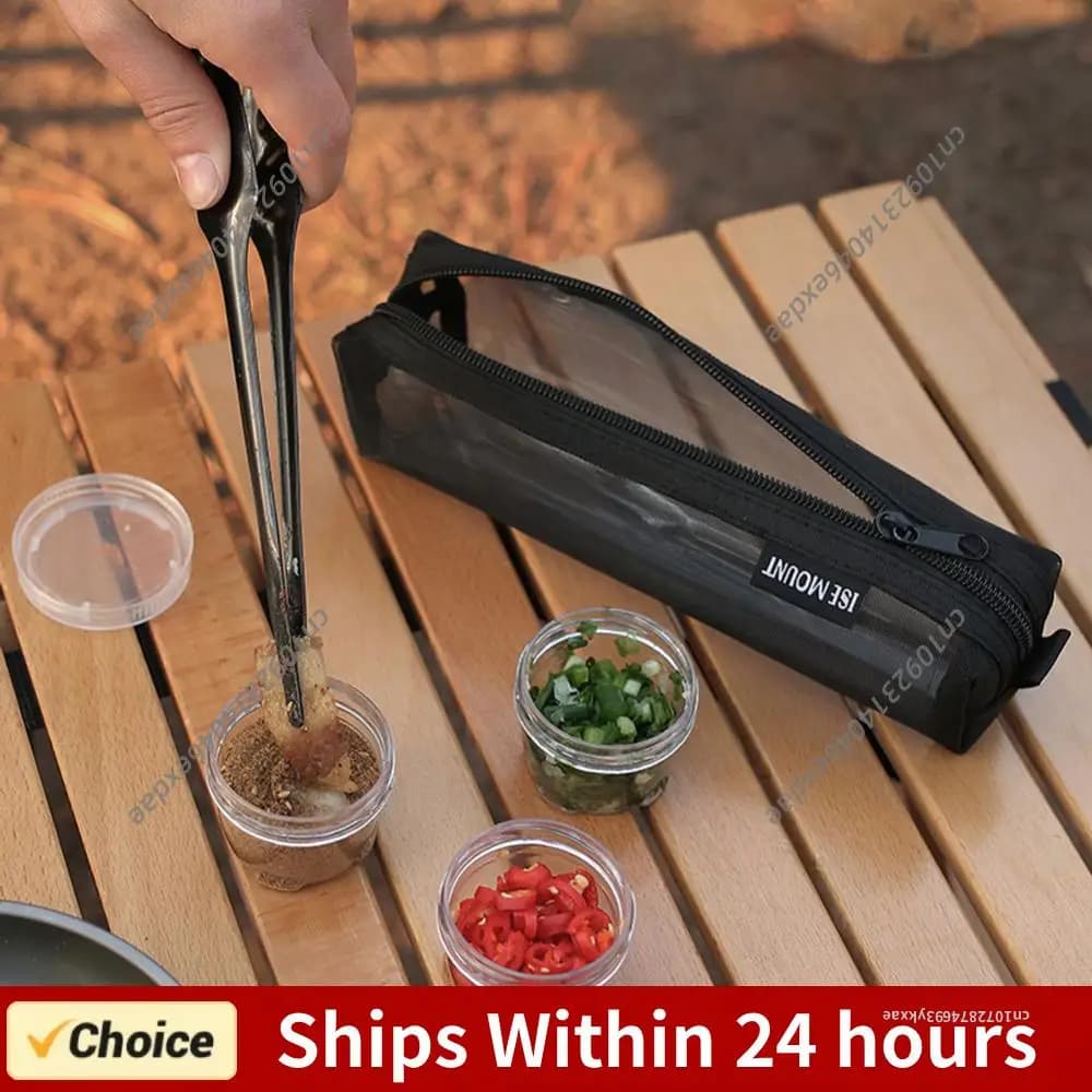 Set da Viaggio per Spezie con 5 Bottiglie Trasparenti, Contenitore Portatile per Campeggio e Barbecue all'Aperto