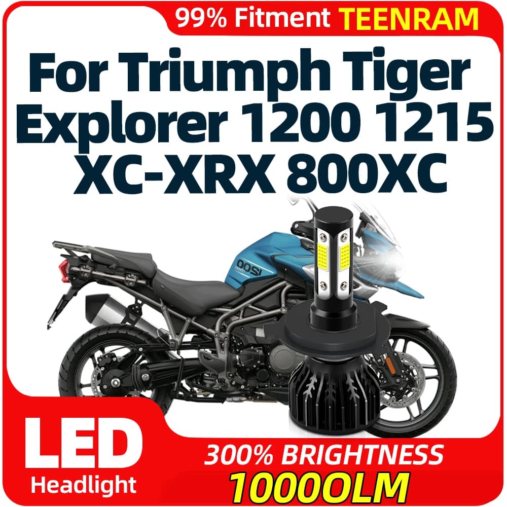 Lampadina per fari a LED H4 con ventola 10000LM faro per moto 12V abbagliante anabbagliante per Triumph Tiger Explorer 1200 1215 XC-XRX 800XC