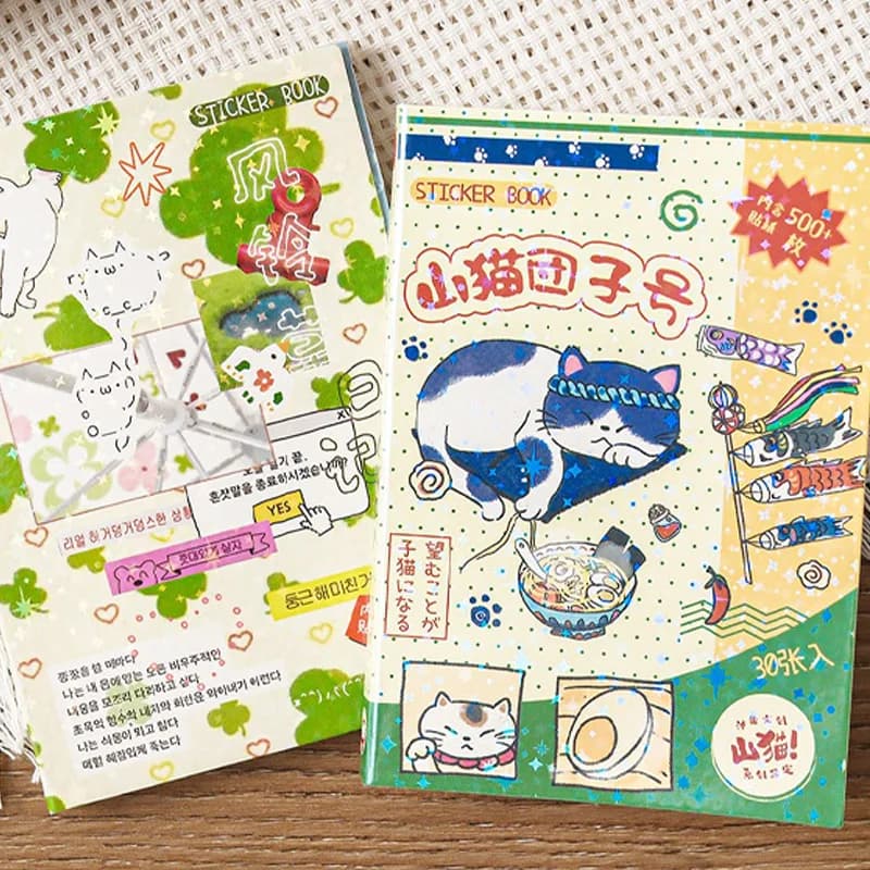 Libro di adesivi Kawaii M5 da 30 fogli, adesivi simpatici cartoni animati per pianificatore, diario, custodia per telefono, notebook, decorazione per carte da latte, Mr. Paper