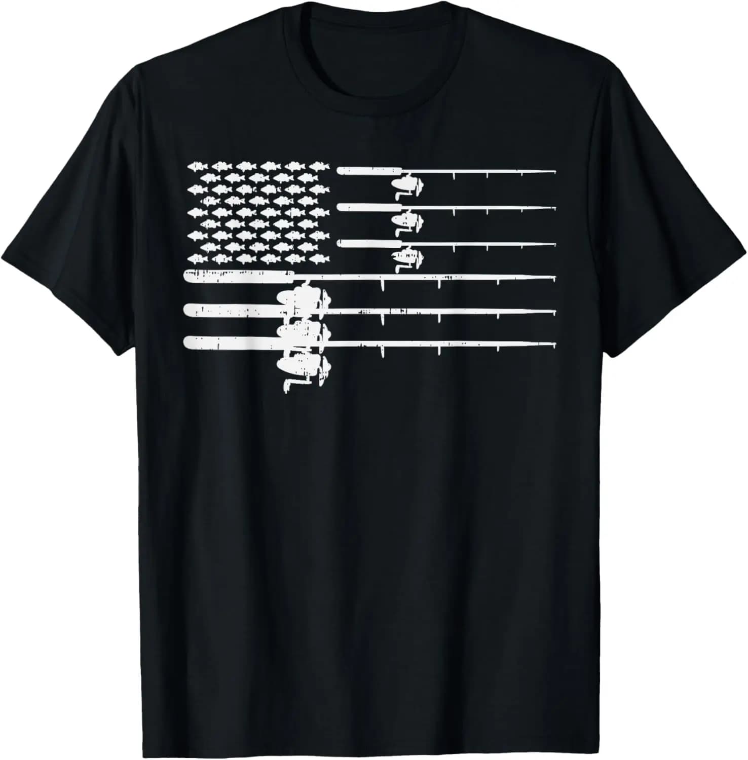 T-shirt regalo per pescatore patriottico vintage con bandiera americana per canna da pesca