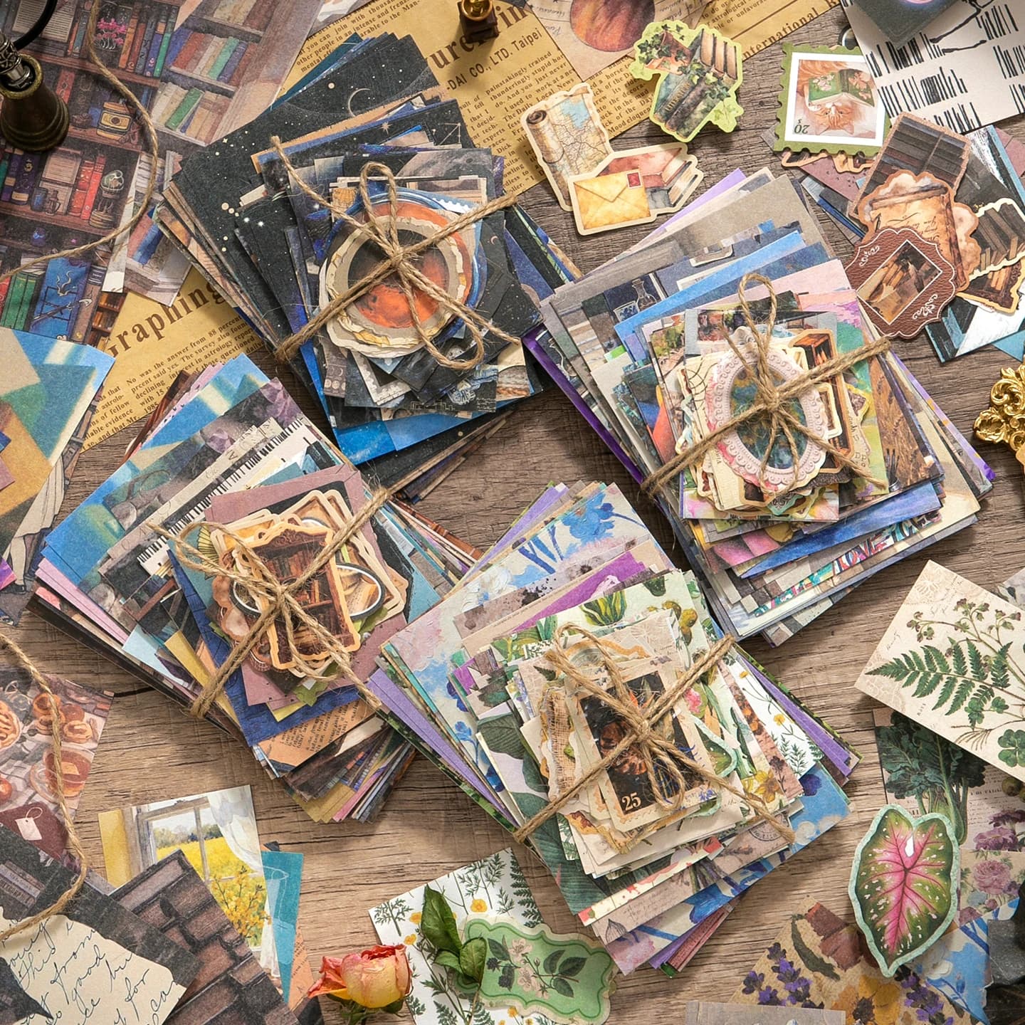 100 sheet Creative Scrapbook Vintage Materials Paper Combo Kit DIY Junk Journal Collage Photo Album Retro Art paper