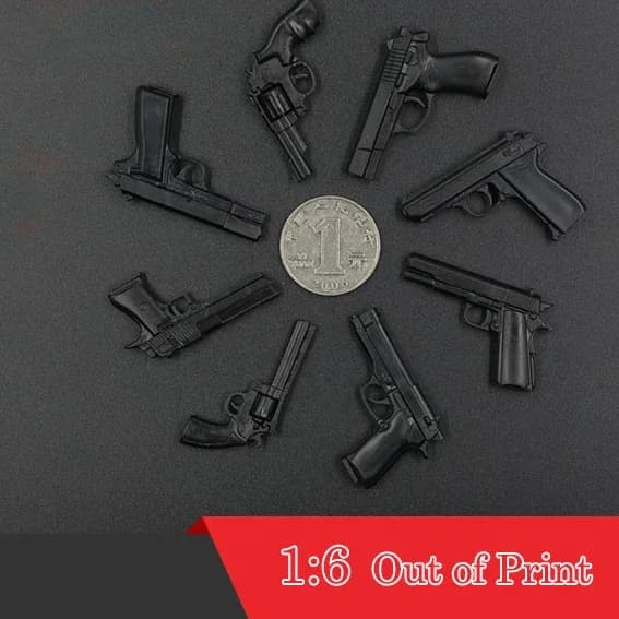 Set di 8 Pezzi Pistola 4D 1/6 Sandhawk Revolver PPK Giocattolo in Plastica Assemblabile per Accessori Soldati da 12 Pollici