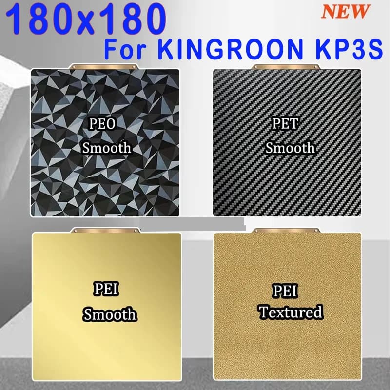 Pei Cover 180x180 For KINGROON KP3S Pet Peo Pey Construction Plate Magnetic Sping Steel 3D Printer Bed Heated