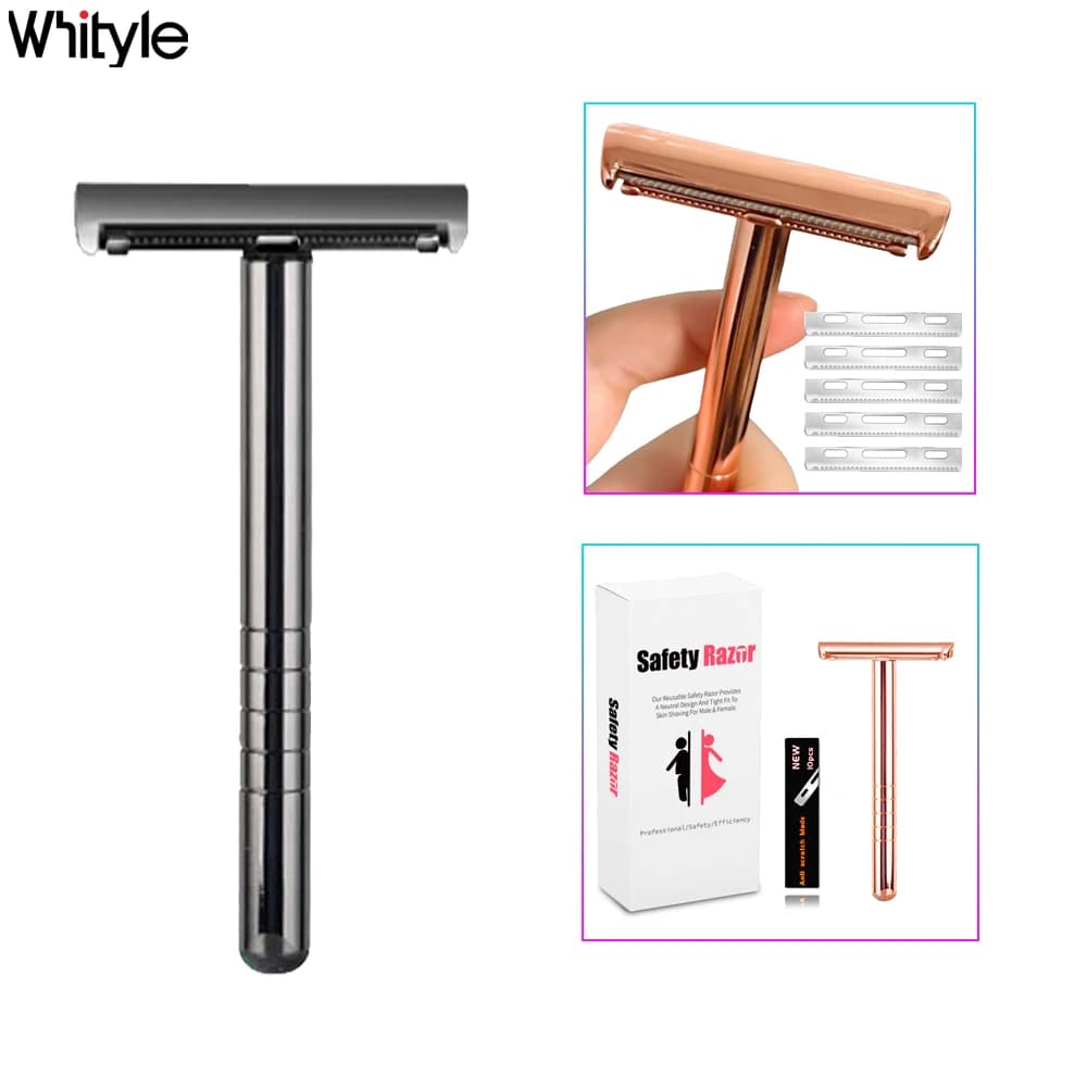 Whityle 16T-2 Rasoio di sicurezza a una lama Lame AC Rasoio da barba Macchina per uomo Barbiere Barba Depilatore con 10 lame