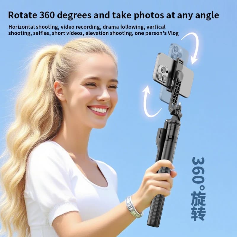 Bastone selfie K50 360 ° Stabilizzatore per giunti di rotazione Supporto per telefono con treppiede remoto wireless per fotocamera GoPro del telefono