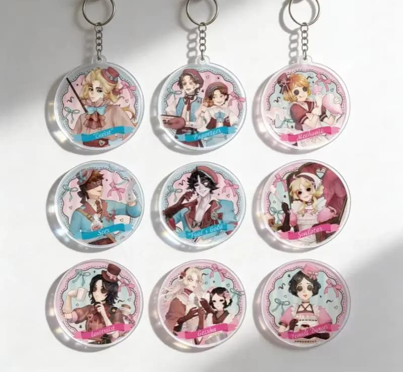 Anime Identity V Game Figure Lucky Guy Reznik Emma Woods Helena Adams 6cm Acrylic Pendant Keychains Bag Charm