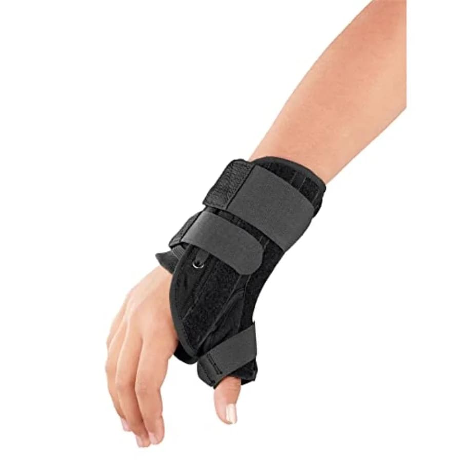 Pediatric Apollo Wrist Brace With Spica, Left for medical immobilization, neoprene material, black color, adjustable and breath