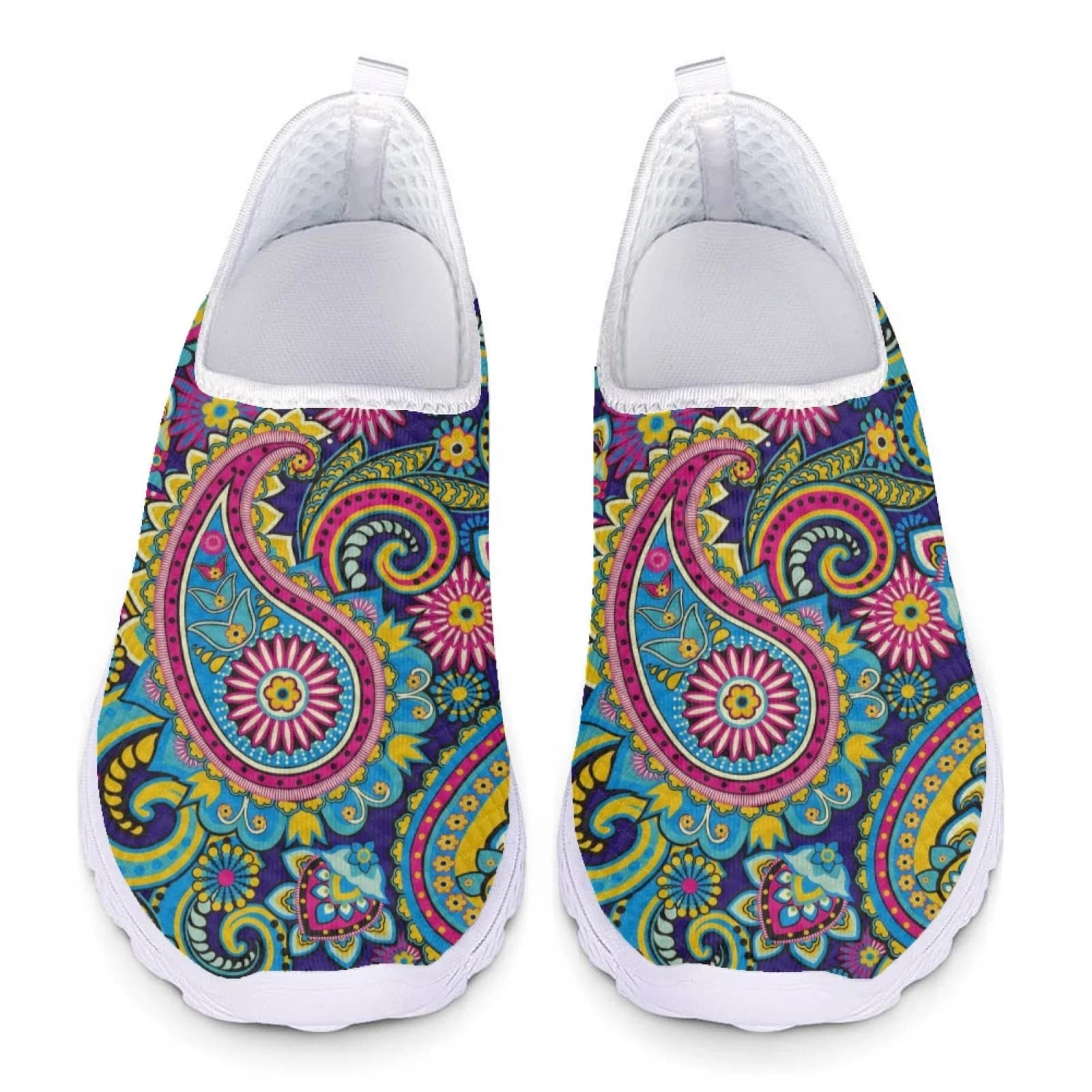 Scarpe da allattamento da donna Paisley Art Print Mocassini taglie forti Donna Slip On Flats Sneakers in rete Scarpe da jogging sportive casual estive