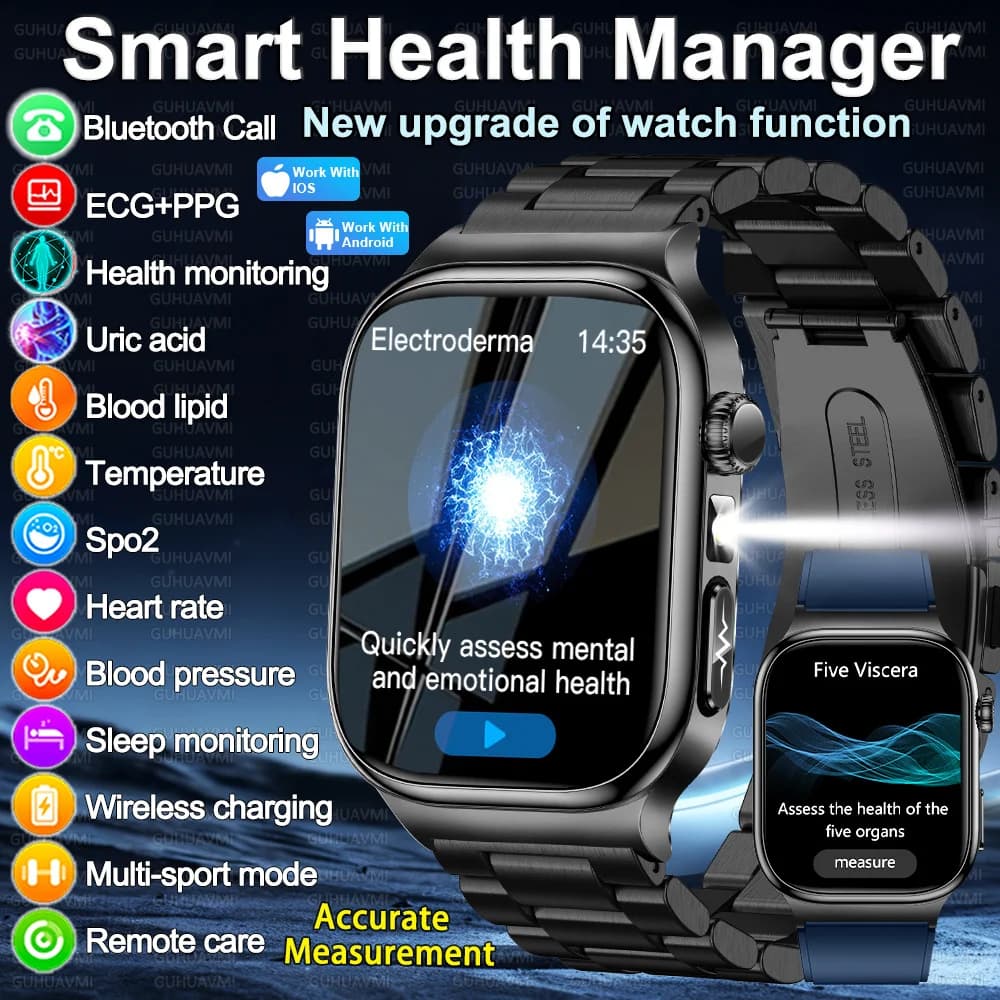 New Smartwatch for Accurate Measurement of Uric Acid and Lipids in Blood, Body Fat Measurement, Calls, Sport and Health, for Men and Women 2026