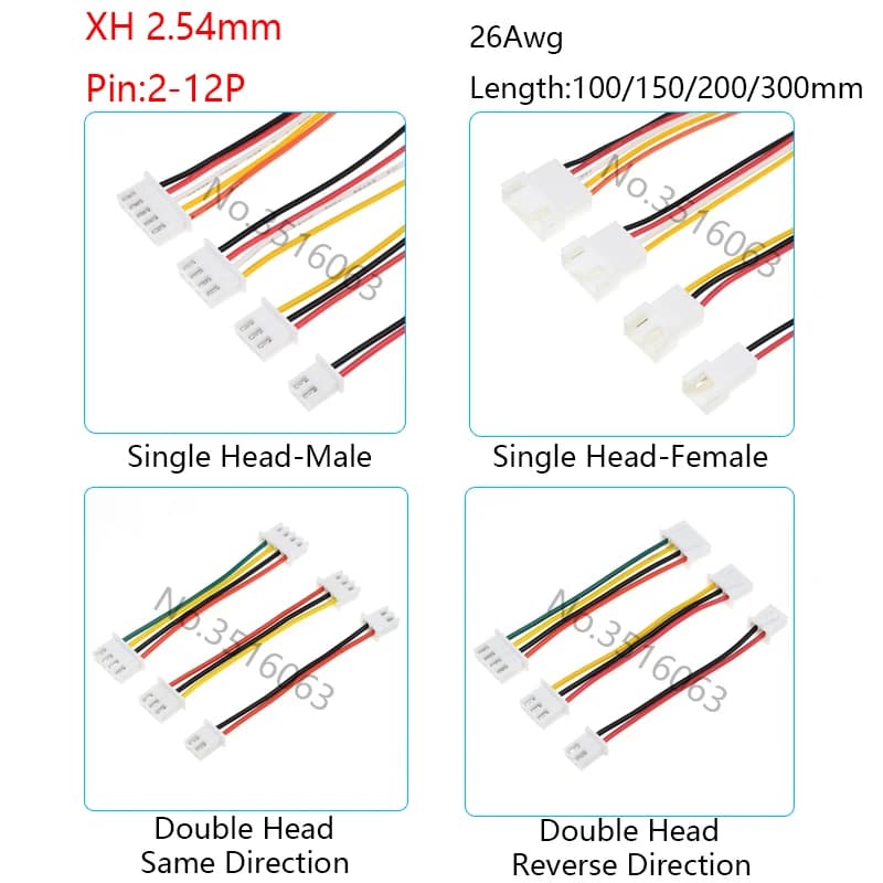 5/10 Pz XH-2.54mm Maschio/Femmina Connettore Con Filo 100/200/300mm 2/3/4/5/6/8/10P Spille Ponticello linea Micro JST cavo per Arduino