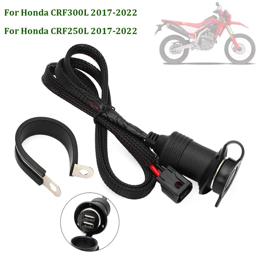 For Honda CRF300L CRF250L Rally Double USB Accessory Power current socket 17 2017-2022 With dust cover On Plug And Play