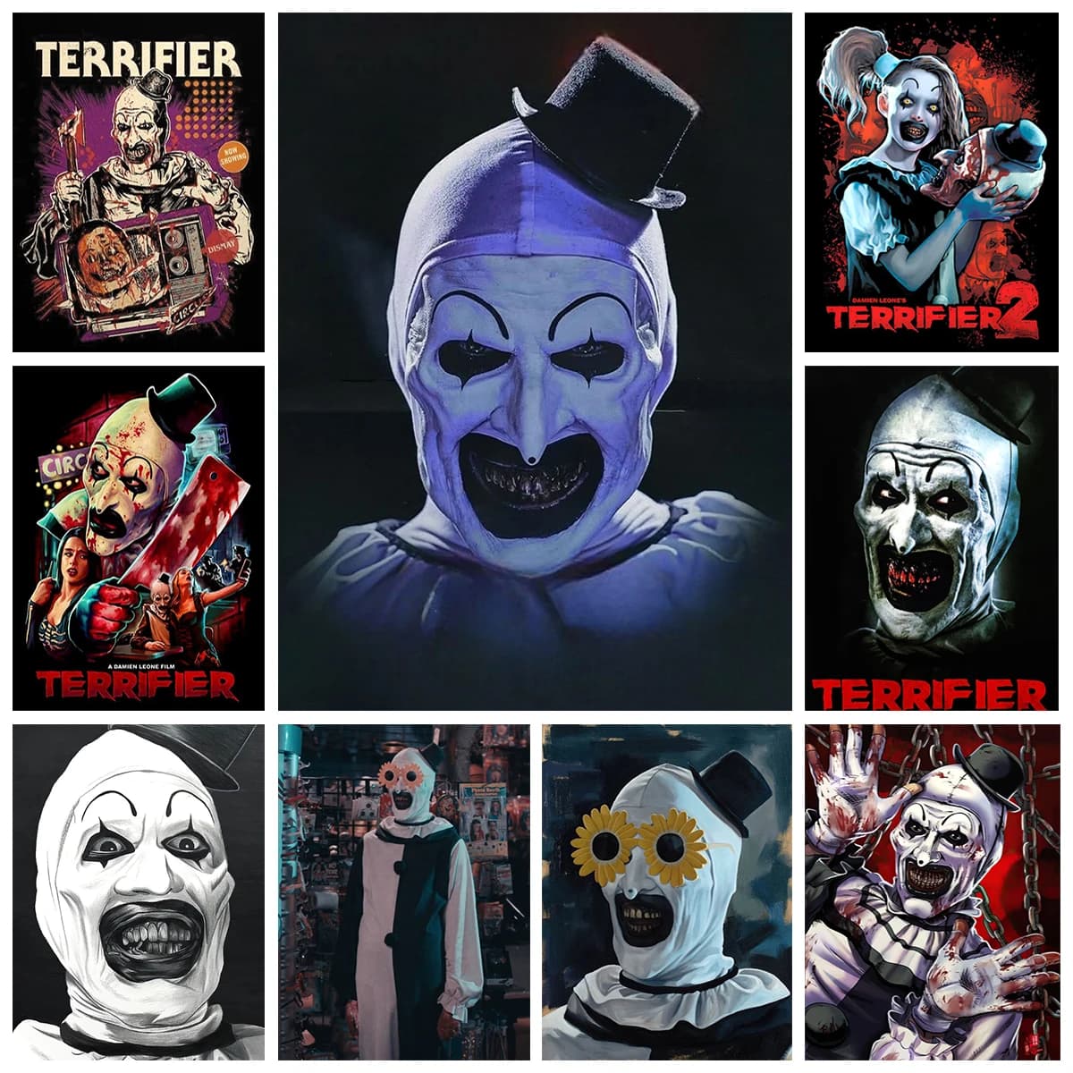Terrifier Movie Il clown horror Pittura diamante Vacanza Horror Decor Fai da te Diamante Ricamo Mosaico Pittura Decorazioni per la casa