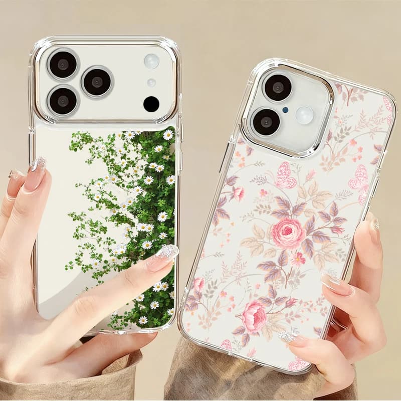Custodia INS con stampa girasole per iPhone 17 Pro Max, cornice protettiva placcata, cover morbida trasparente per iPhone 16 15 14 13 Pro Max 11 17e 16e