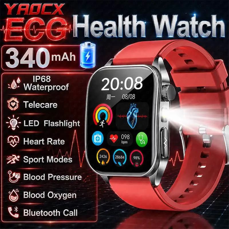 Nuovo Smartwatch ECG+PPG 2026 per Uomo e Donna, Schermo 1.92" 466*466, Impermeabile IP68, Monitoraggio Frequenza Cardiaca, Torcia LED, Batteria 340mAh, Orologio Sportivo