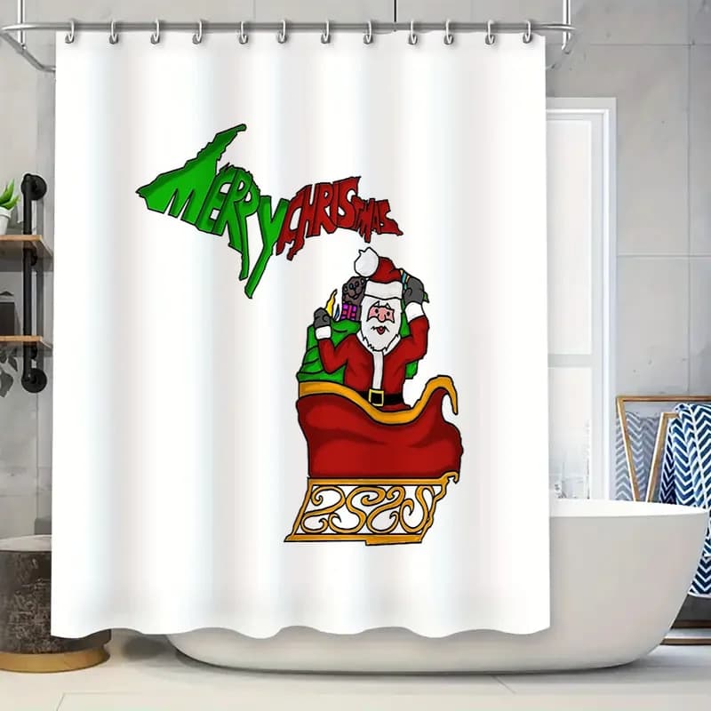 Tenda da doccia natalizia Decorazioni per il bagno festive per le vacanze Renna Pupazzo di neve Modello di Babbo Natale Tessuto impermeabile Decorazioni per la casa Regalo