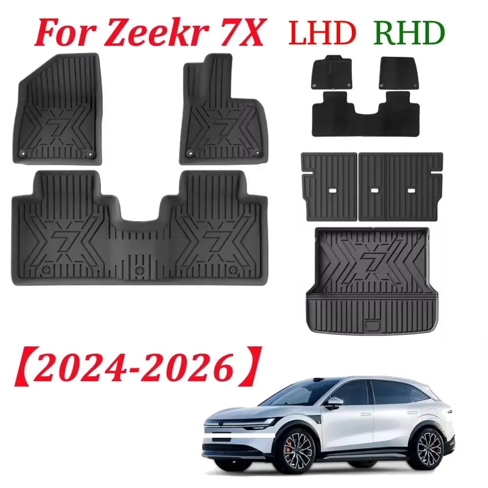 Tappetini e Rivestimento Bagagliaio in TPE per Zeekr 7X 5 Posti 2026 2025 2024, Protezione per Tutte le Stagioni, Accessori Interni LHD RHD