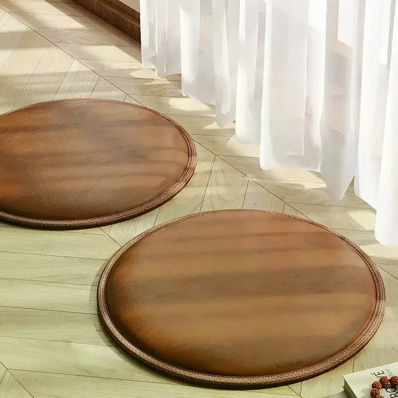 Thick Leather Cushion Non-Slip Soft Round Sitting Seat Pad Waterproof 40cm Dining Chair Pad Living Room