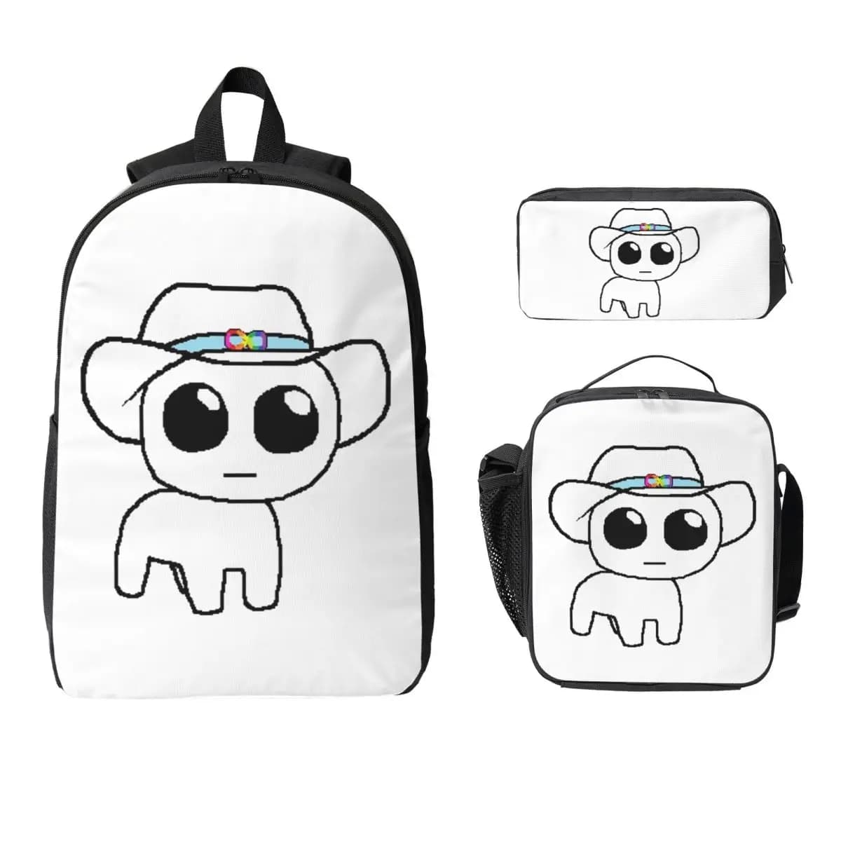 TBH Autism Creature Meme Yippee Zaino Borsa per libri Borsa per la scuola Borse a tracolla per computer 3 pezzi Borsa termica per il pranzo Astuccio