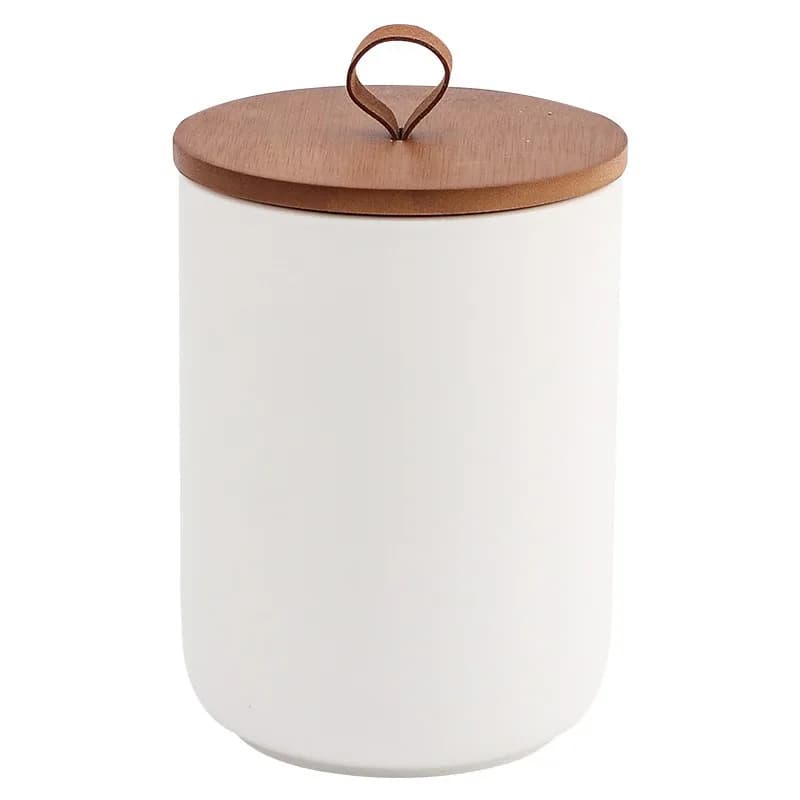 Barattoli da Cucina in Ceramica, Contenitori per Alimenti, Vasetti per Spezie con Coperchio in Legno