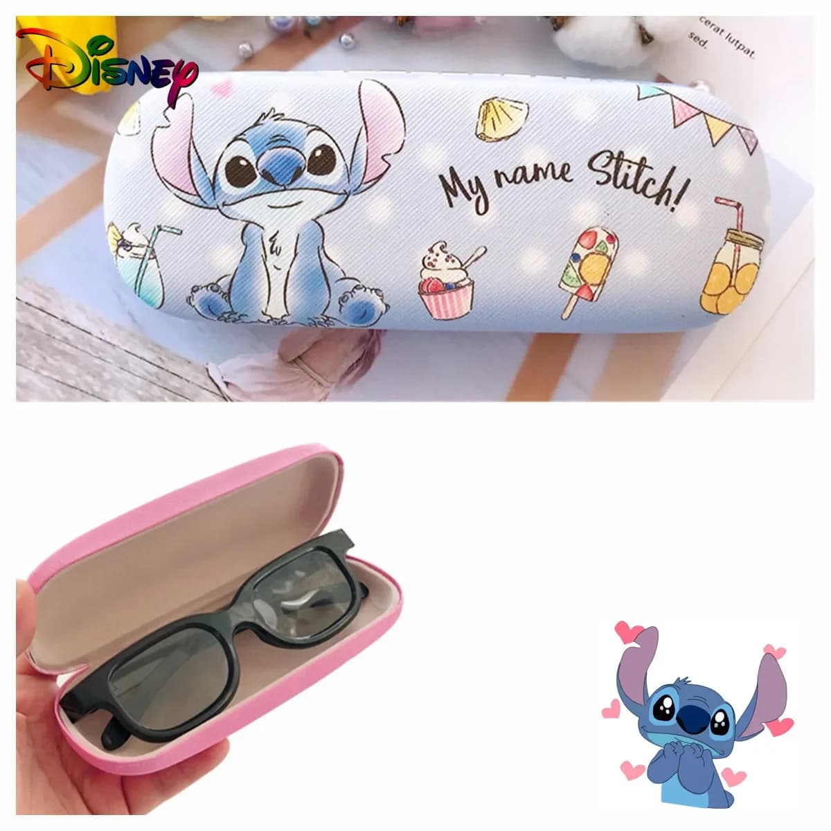 Glass Case Cartoon Stitch Protective Case with Rigid Shell Glass Box Man Woman Sunglasses Gift Box