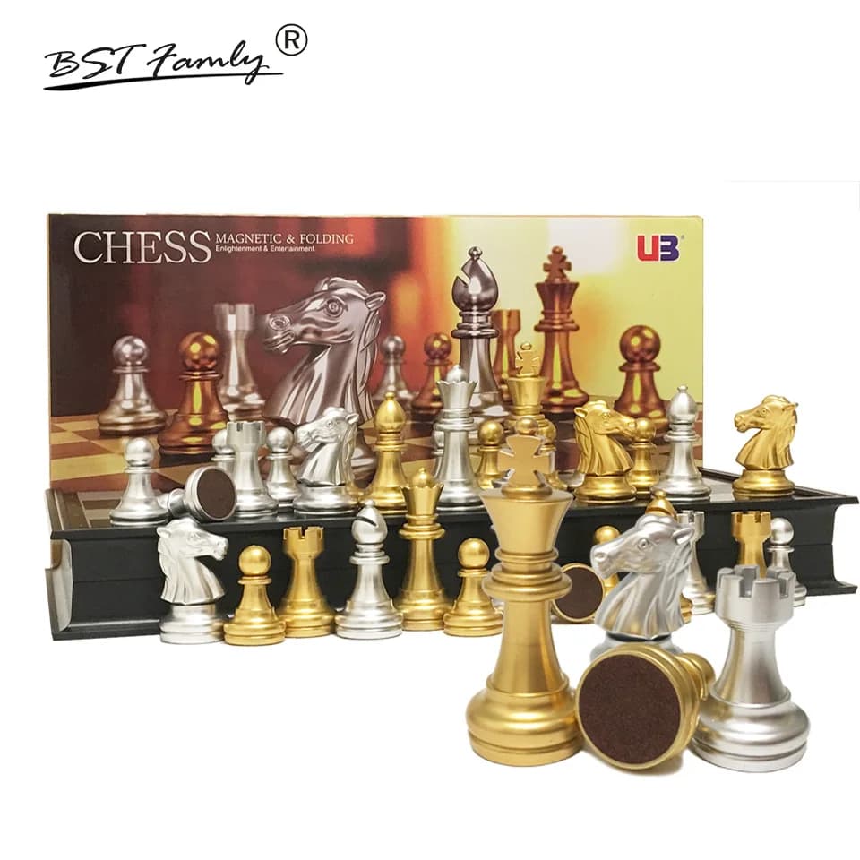 set di scacchi in plastica gioco BSTFAMLY gioco portatile di scacchi internazionali scacchiera pieghevole pezzi di scacchi in plastica LA11