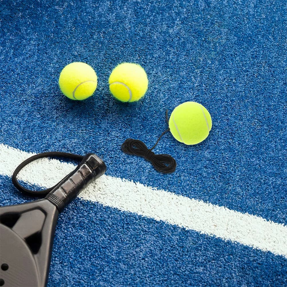 Set di 6 Palline da Tennis con Dispositivo di Rimbalzo per Allenamento Individuale, Trainer Portatile Salvaspazio per Principianti