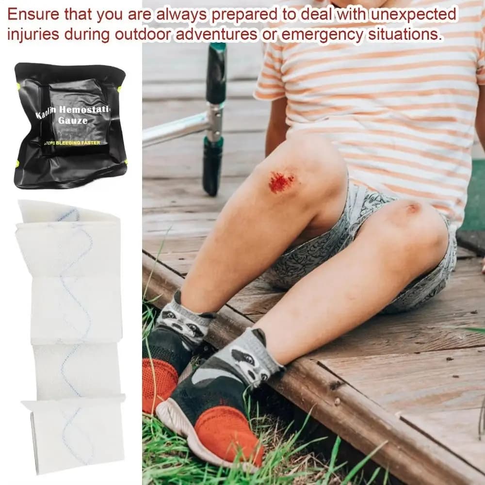 Z-Fold Design Hemostatic Kaolin Gauze Non-woven Fabric Soluble Material Stop Bleeding Gauze Kaolin Impregnated Chitosan Gauze