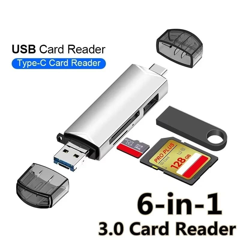 6 In 1 Multifunction USB 3.0 Card Reader U Disk TYPE-C/Usb/Tf/Sd Flash Drive Memory Card Reader For Adapter Phone Laptop Compute