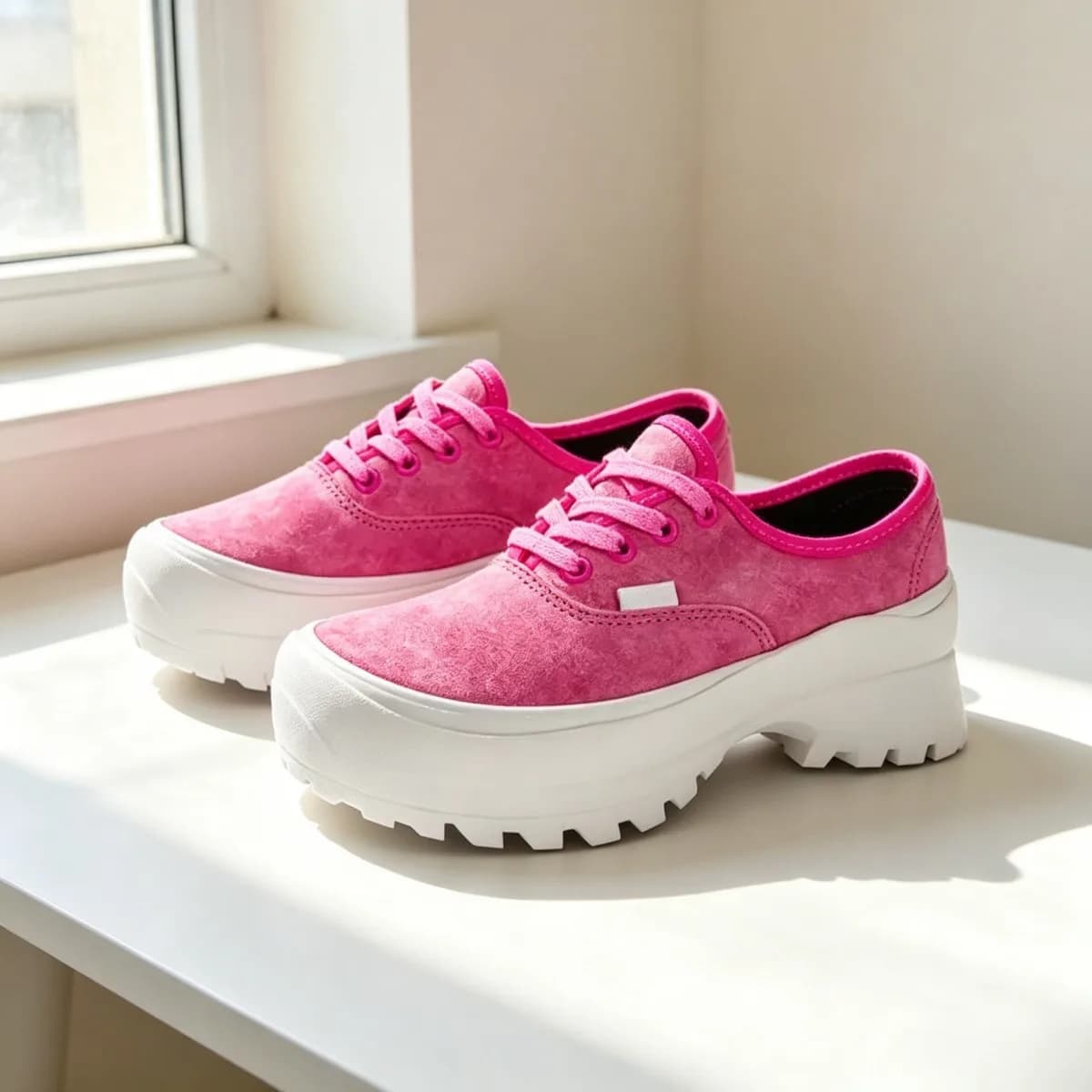 Street Stylish Comfortable Thick Sole Low Top Skate Shoes For Women Rose Red Elegant Slip Resistant Casual Sneakers