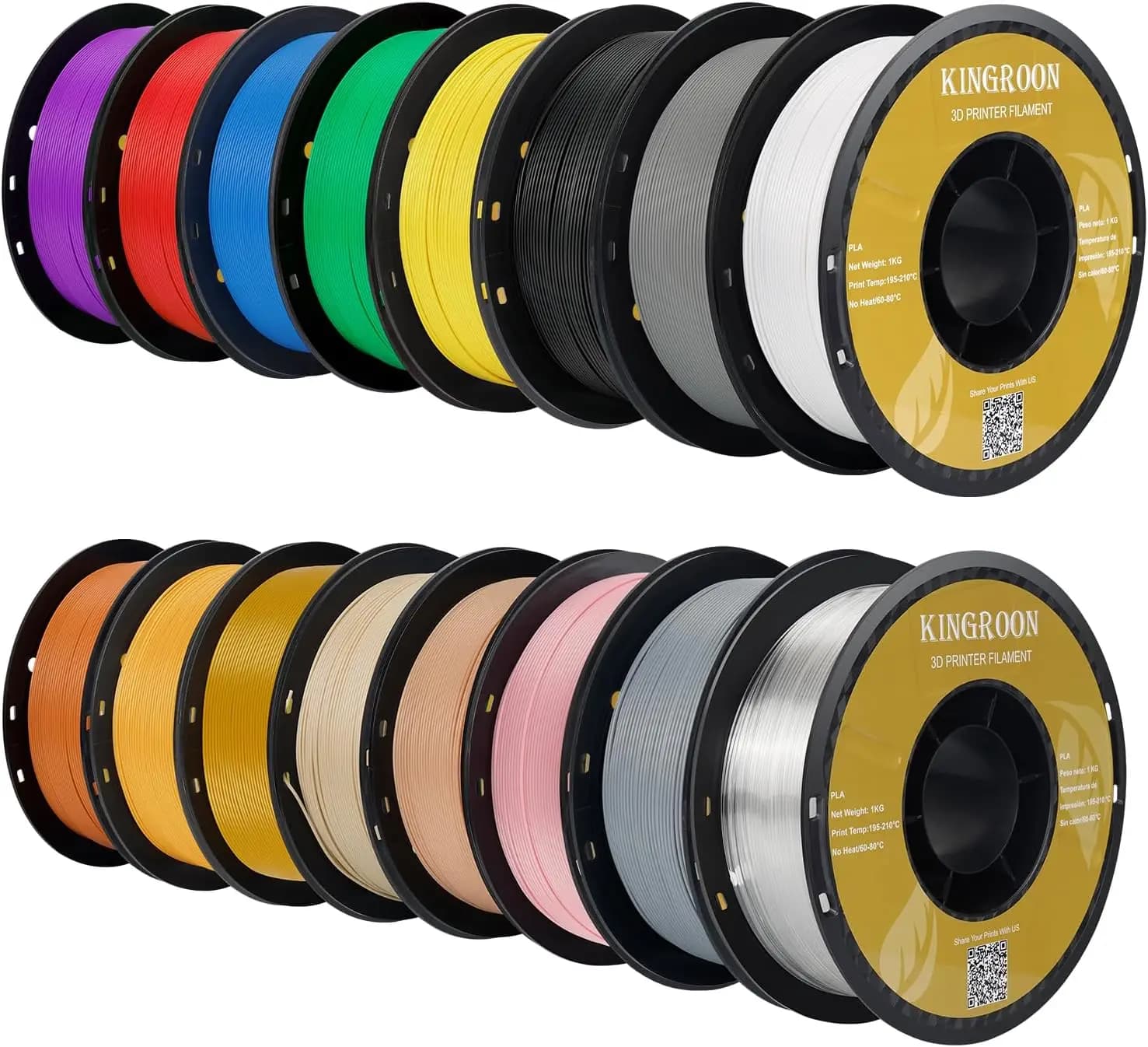 16KG PLA Filament Bundle 1.75mm Multicolor 16 Rolls for 3D Printer
