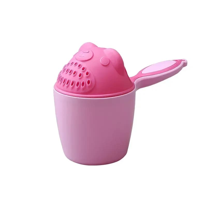 Tazza per shampoo a forma di orsetto, cucchiaio per il bagnetto dei bambini, tazza multifunzione per lavare i capelli e porta spazzolino, accessorio per il bagnetto dei bambini