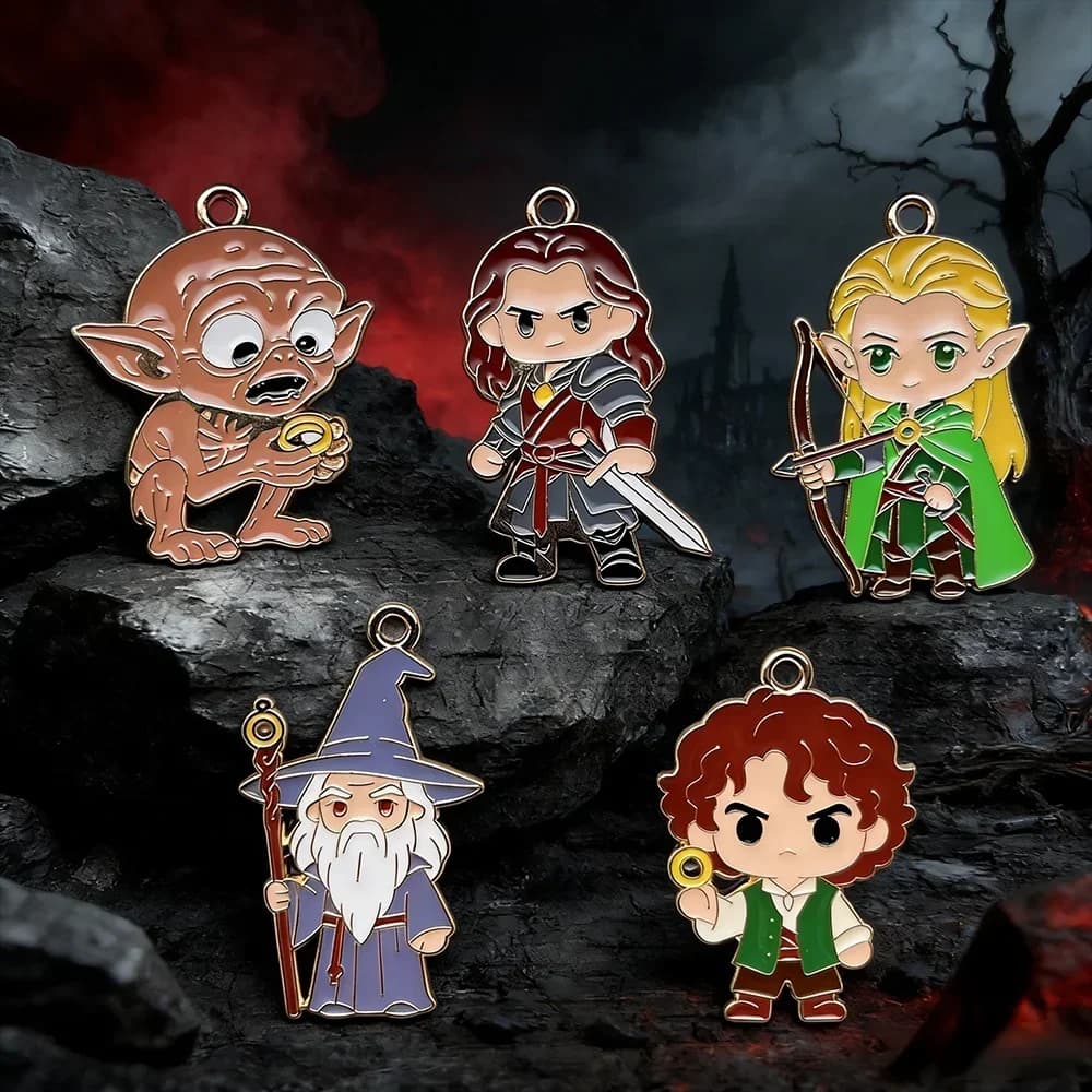 5pcs Anime Movie Figures Lord Enamel Charms Cartoon Pendants for Jewelry Making - Earrings Necklace Bracelet Accessories Kit