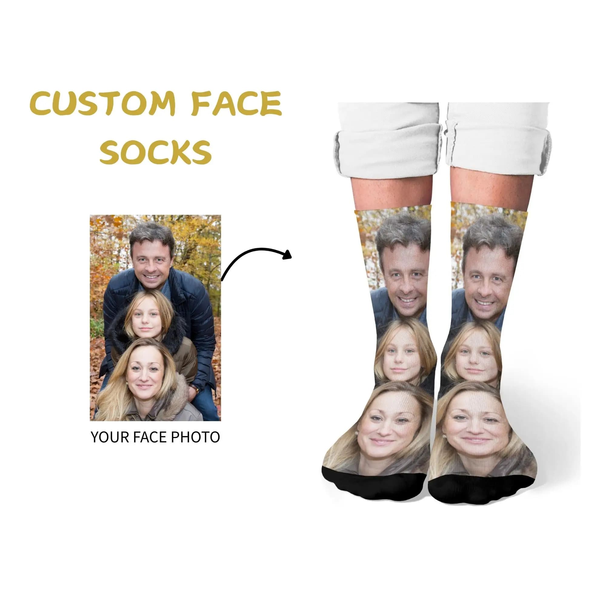 Custom Happiness Family Picture Print Socks Soft Comfotable Personalized Family Portrait with Warm Heart Vibe Family Party Wear