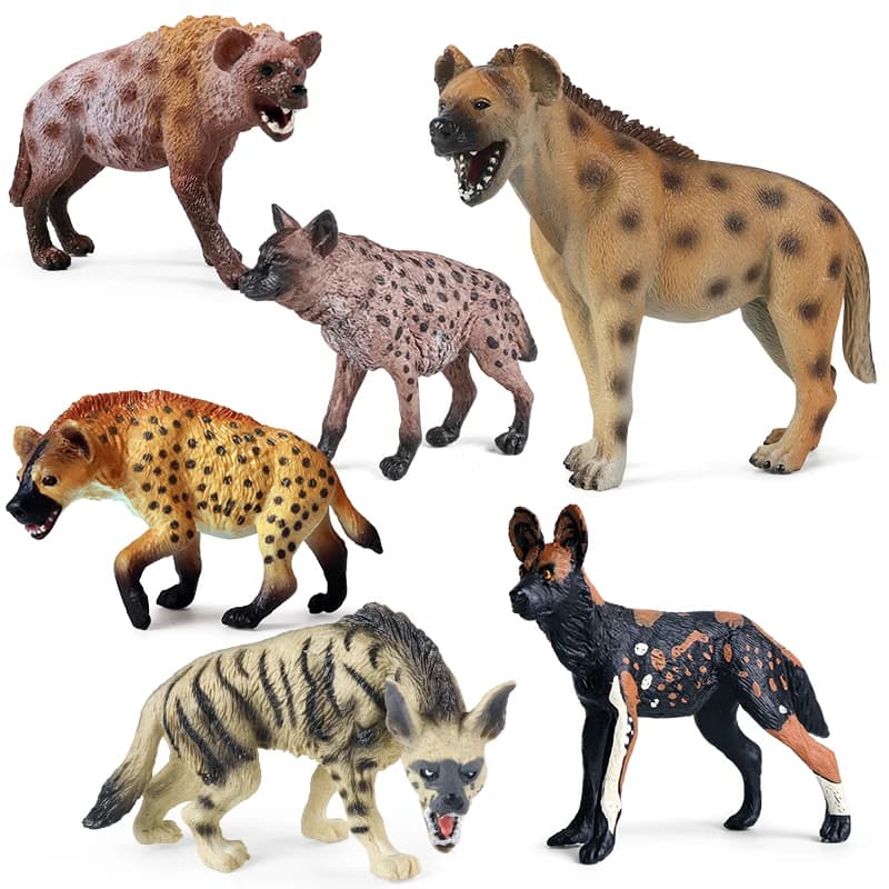 Oenux Classic Wild African Animals Simulazione Tigre Hyaenidae Action Figure Figurine Modello in PVC Educazione Scuola Giocattoli per bambini