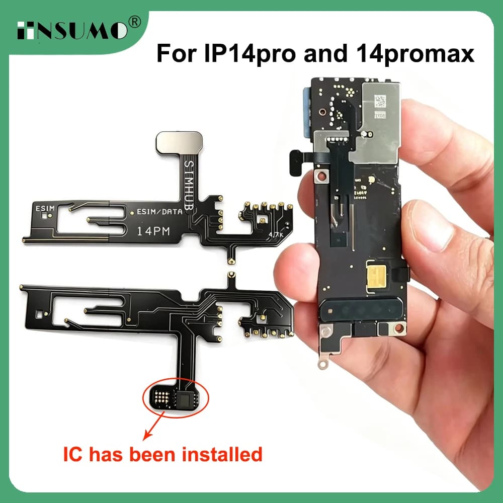 Esim Convert to Sim Dual Card Flex Ca‮lb‬e Built-in Dual Physical SIM Adapter for iPhone 14pro 14promax Integrated SuperSnow IC