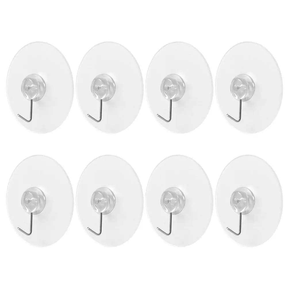 8Pcs Suction Cup Hooks Heavy Duty Reusable Traceless Wall Hanging Hooks for Bathroom Kitchen Shower Window Mirror Glass Metal