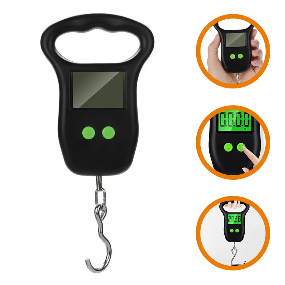 Portable Hanging Hook Scale Small Plastic Steel Sturdy Digital LCD Screen Luggage Weight Scale Fishing Travel Outdoor Camping