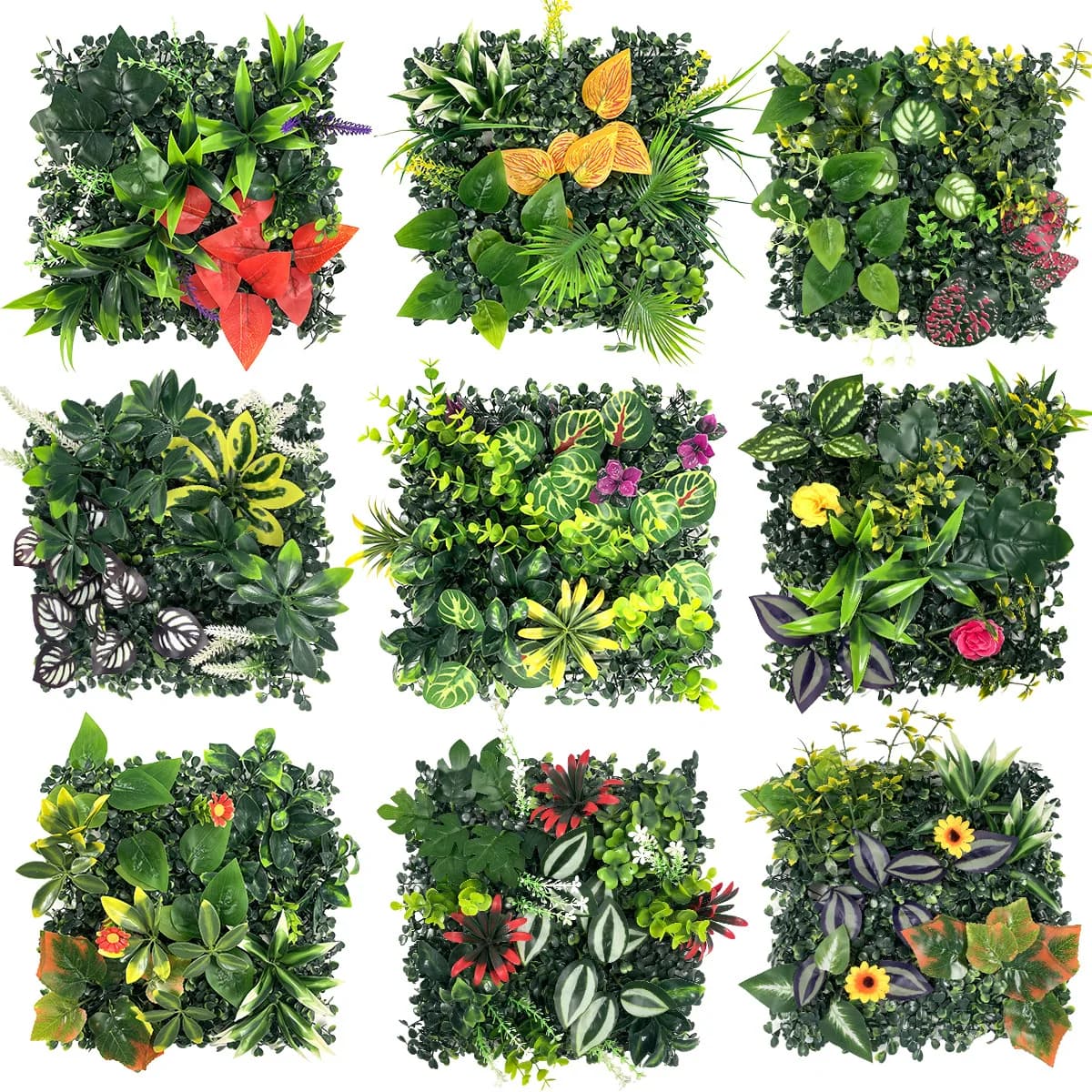 Artificial Plants Grass Wall Panel Wood Coating Hedge for Interior and Outdoor Garden Decoration Fake Plant Grass Wedding Decoration