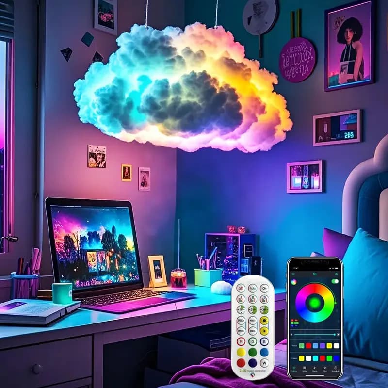 LED 3D Lightning Cloud Light Controllo vocale Bluetooth Spina USB remota Luce notturna decorativa dimmerabile per sala giochi