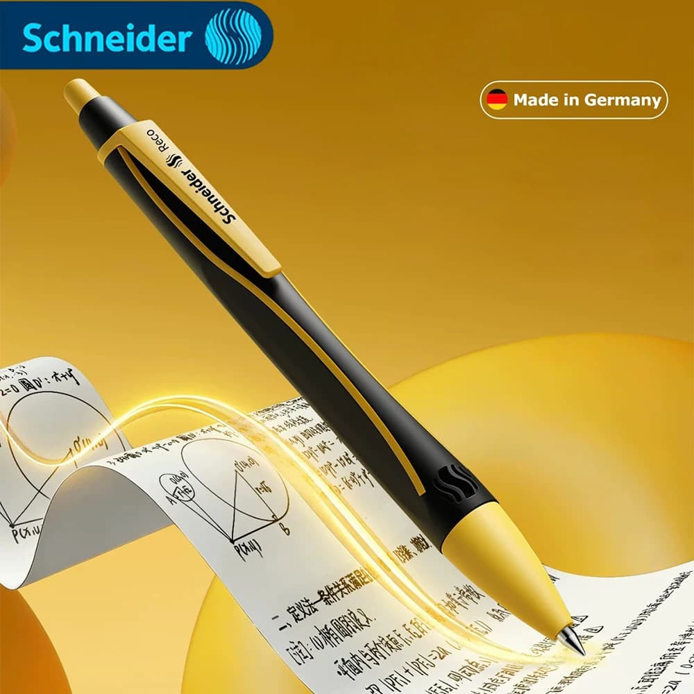 Set di 3 Penne Gel Tedesche Schneider Reco, Scrittura Fluida e Asciugatura Rapida, Nere, Ricarica G2, Punta 0.5mm, Cancelleria per Ufficio
