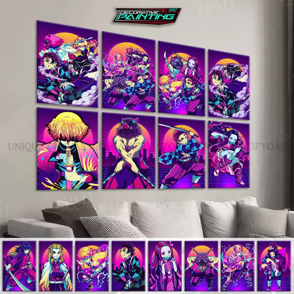 Demon Slayer Wall Art Canvas Painting Hashibira Inosuke Figure Immagine Anime Stampa Home Decor Poster per soggiorno Senza cornice