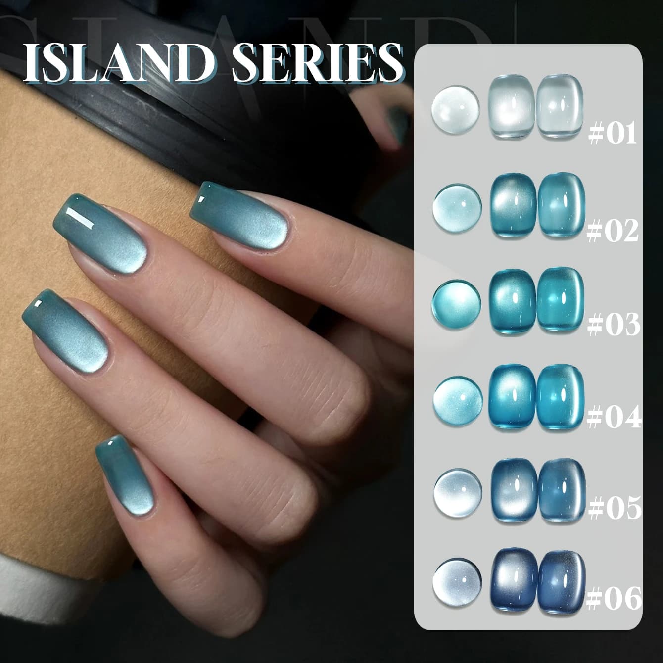 MIANEL 10ML 2026 Nuova Collezione Islanda Smalto Gel Magnetico Occhio di Gatto con Perle di Vetro Blu, Effetto Sbiancante, Tendenza Nail Art