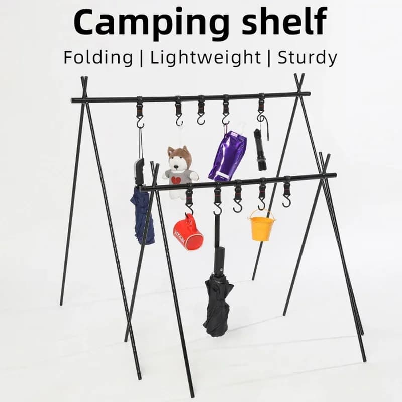 Outdoor Light Foldable Camping Shelf Aluminum Alloy Clothes Rack Pentole Rack Camping Pentole