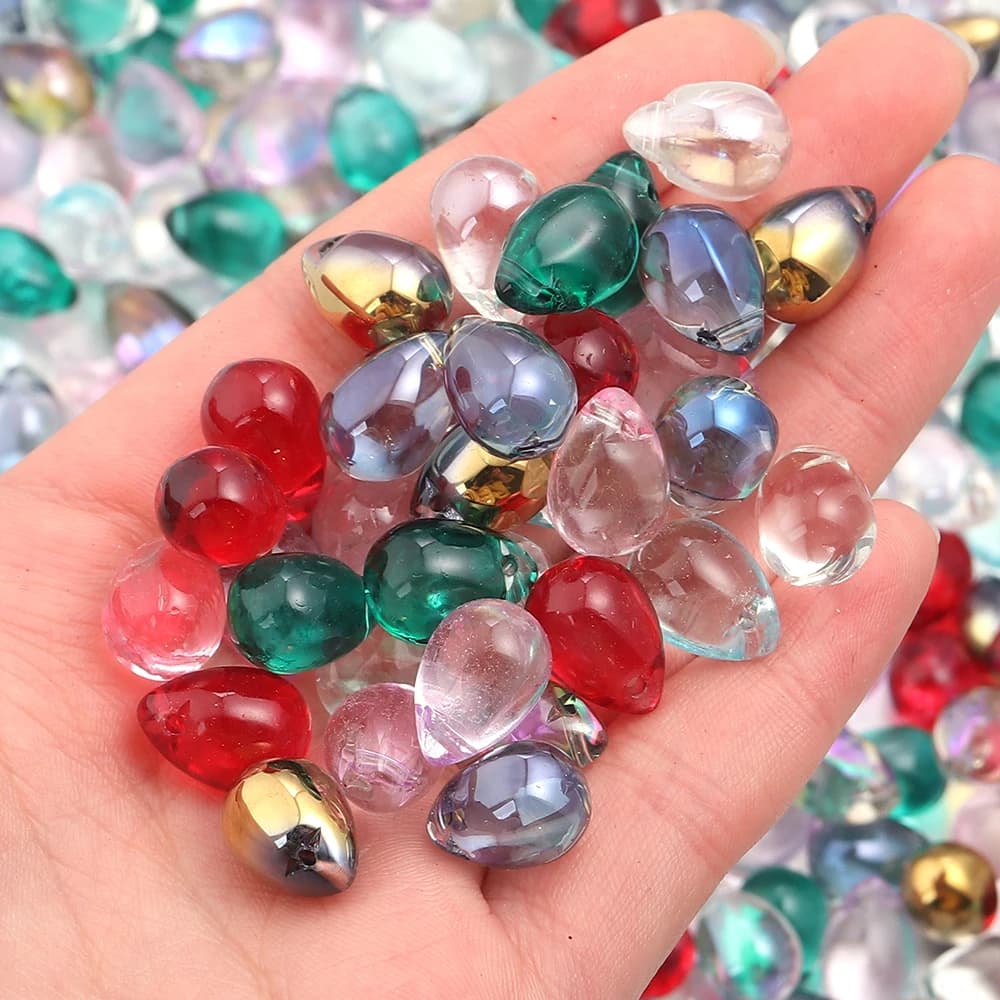 50 pezzi di perline di cristallo a forma di goccia d'acqua 9,5x14 mm, perline di vetro sfuse per la creazione di gioielli, braccialetti fai da te, collane, orecchini, accessori