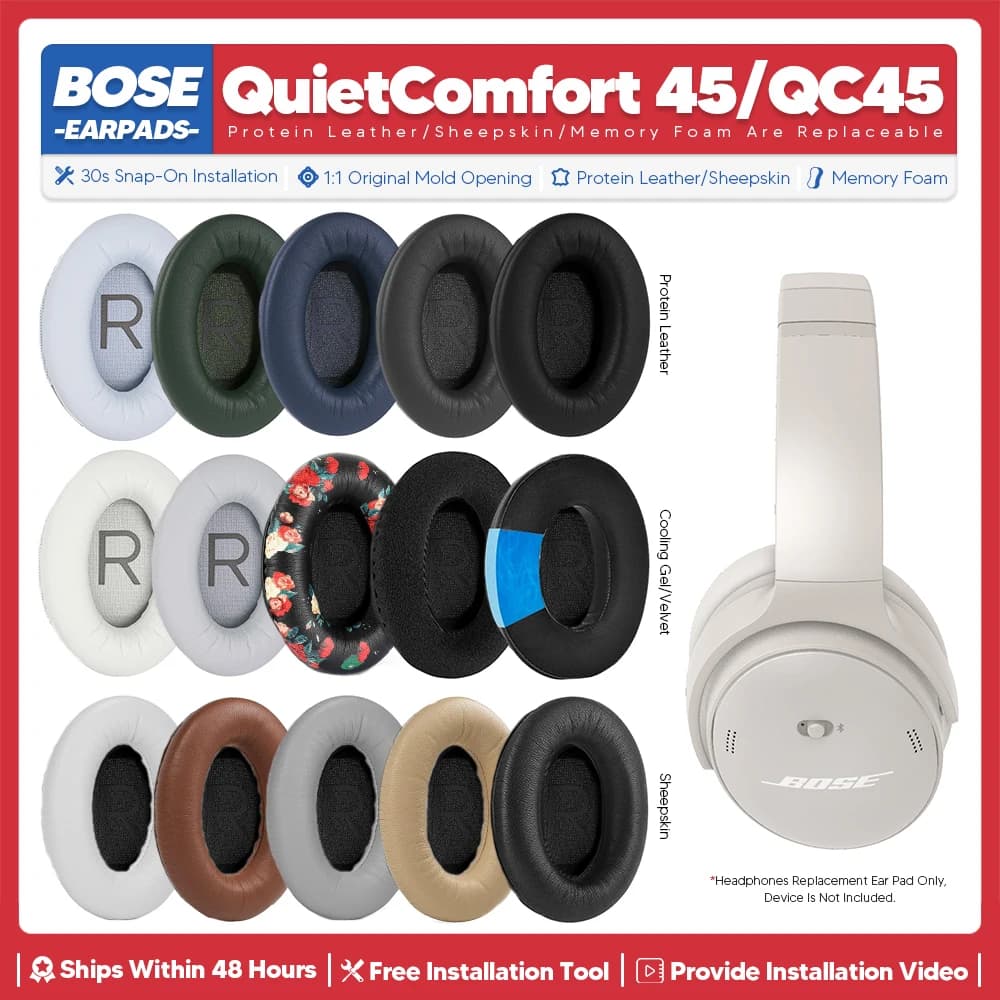 Replacement Ear Pads For Bose QuietComfort 45 QC45 Wireless Headphone Accessories Headset Ear Cushion Repair Parts Foam