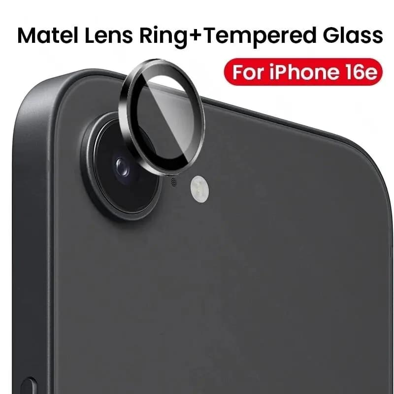 Alloy Ring Camera Protector For iPhone 16e 17e Back Tempered Glass Lens Cover For iPhone16e i Phone iFone iHone 16e 17e 16 e e16